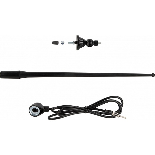 Universele opbouw antenne zwart AM / FM (DAB+ ready), rubber spriet