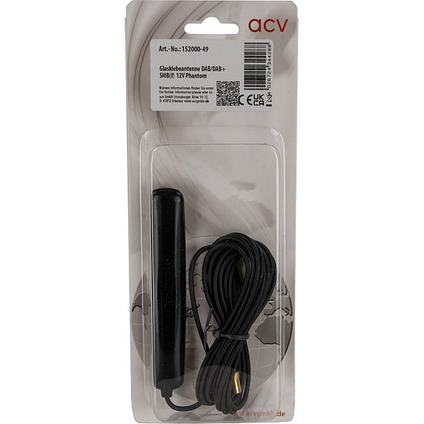 Binnenraam plak antenne DAB+ SMB female 250cm kabel Binnenraam plak antenne DAB+ SMB female 250cm kabel