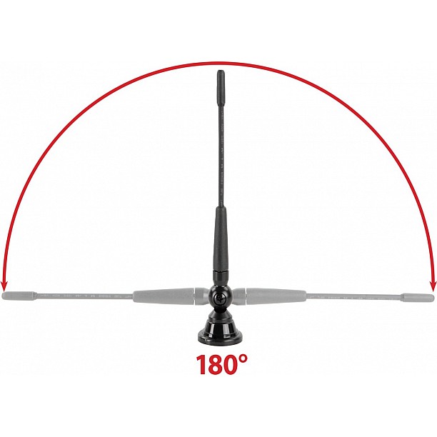 Universele opbouw antenne zwart AM / FM, korte flexibele spriet 14cm