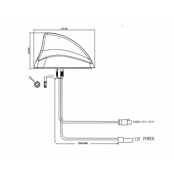 Opti – Shark fin antenne AM / FM excl. verlengkabels Opti – Shark fin antenne AM / FM excl. verlengkabels