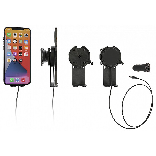 Brodit houder - Apple iPhone MagSafelader , Actieve  houder met 12V USB SIG-Plug