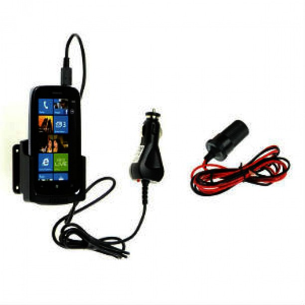 Kram Telecom houder - Nokia Lumia 610 houder met 12/24V plug Kram Telecom houder - Nokia Lumia 610 houder met 12/24V plug