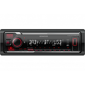 Kenwood KMM-BT408DAB Bluetooth autoradio + DAB - inclusief DAB+ antenne - Rood