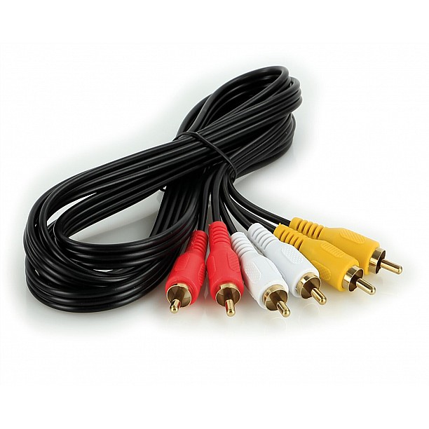 A/V Kabel 2 mtr. 3 plugs rood - wit - geel