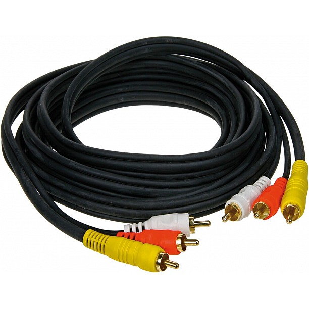 A/V Kabel 3 mtr. 3 plugs rood - wit - geel