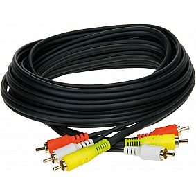 A/V Kabel 5 mtr. 3 plugs rood - wit - geel