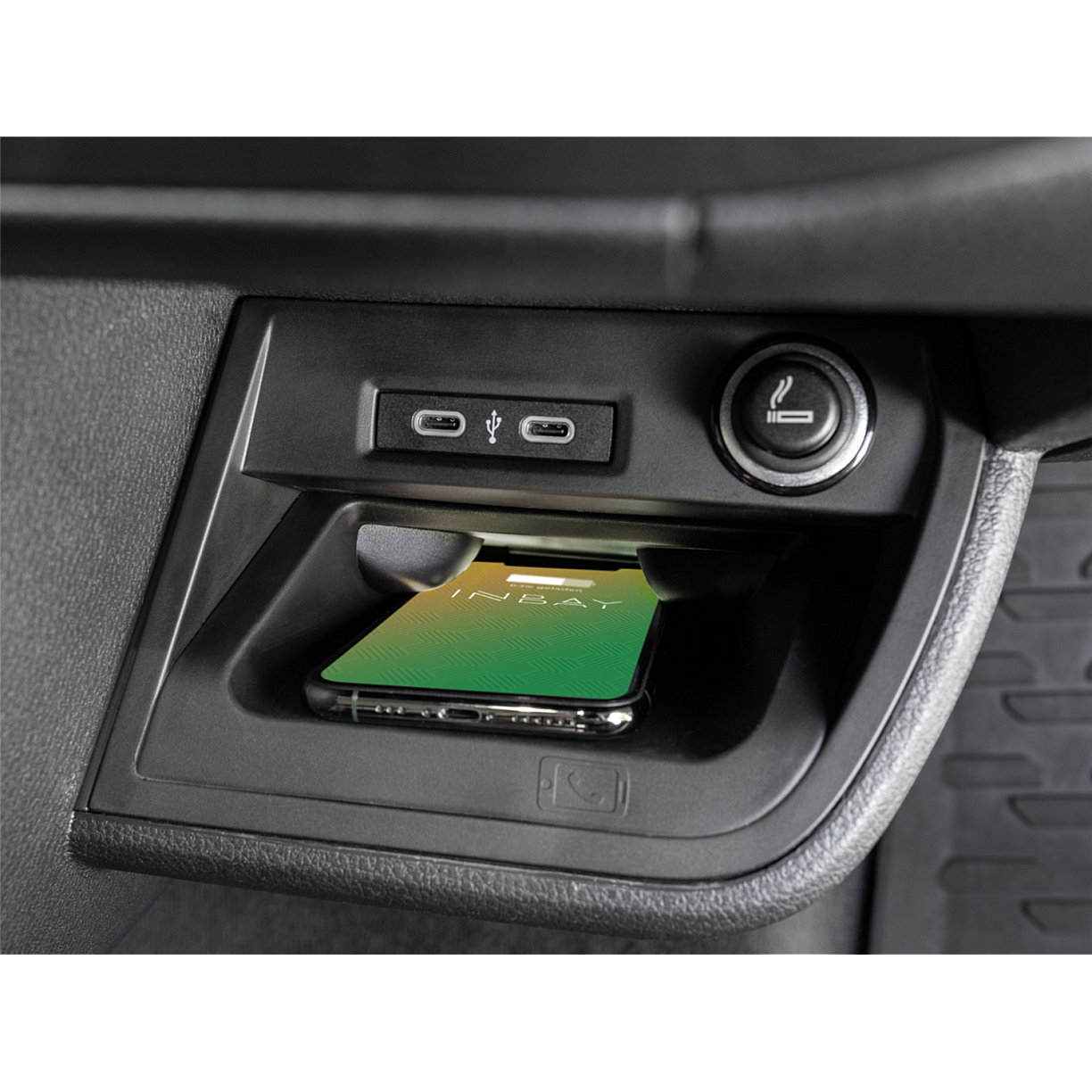 INBAY 10W Phone Holder Car Storage Compartment Inductive/Wireless Suitable for VW T-Cross (C1) 07/2019-2022 - Car Holder Accessories Interior - Qi