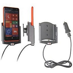 Brodit houder - Nokia Lumia 625 Actieve houder met 12V USB plug. Let op: Uitlopend artikel, Kan niet retour!