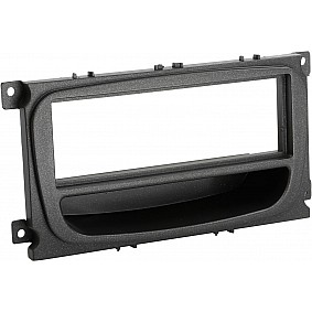 1-DIN Paneel met aflegbakje. Ford Mondeo /Focus / S-Max/ Galaxy/ Tourneo Connect  Kleur: Zwart