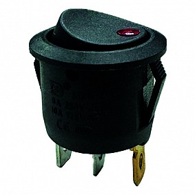 Wipschakelaar rood aan - uit, 12V, 10A, 20mm, led in blister