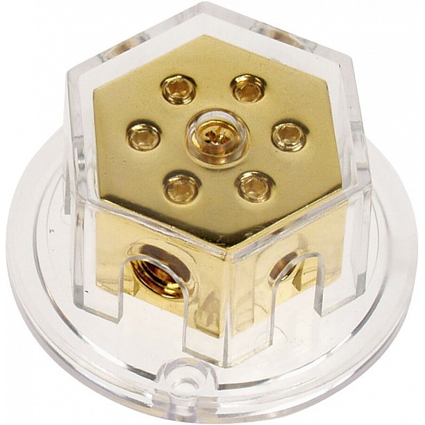 Power distribution block  (gold) 2x50 mm² in / 4x20 mm²