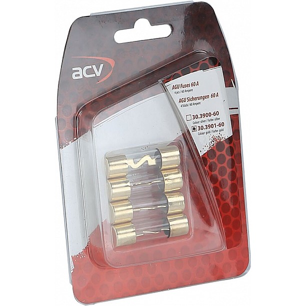 AGU zekering 60 Ampere (goud) 4 stuks in blister AGU zekering 60 Ampere (goud) 4 stuks in blister