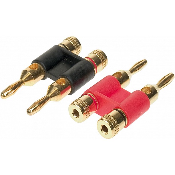 Dubbele banana plugs double 1 x red / 1 x black > 10mm²