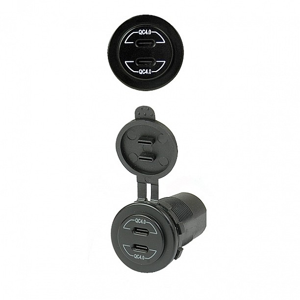 Dual USB C auto lader12/24V 3.0A/ wit (bulk) Dual USB C auto lader12/24V 3.0A/ wit (bulk)