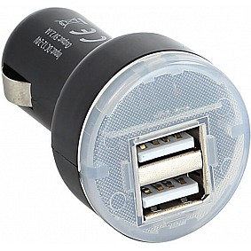 Dual USB auto lader 12V/24V 1x2,1A / 2x 1A