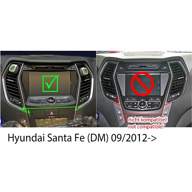 2-DIN Paneel met Pocket Hyundai Santa Fé (DM) 2012-2019 Kleur: Zwart