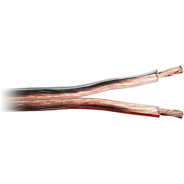 Luidspreker kabel 2 x 2,5 mm transparant rood 100 Meter