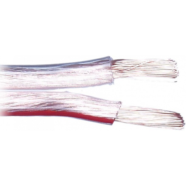 Luidspreker kabel 2 x 4,00 mm transparant rood 100 Meter