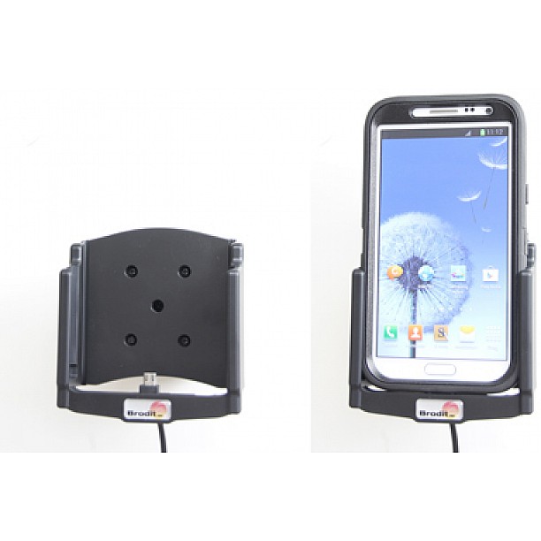 Brodit houder - Samsung Galaxy Note II GT-N7100 Actieve houder met 12/24V lader. Otterbox Defender