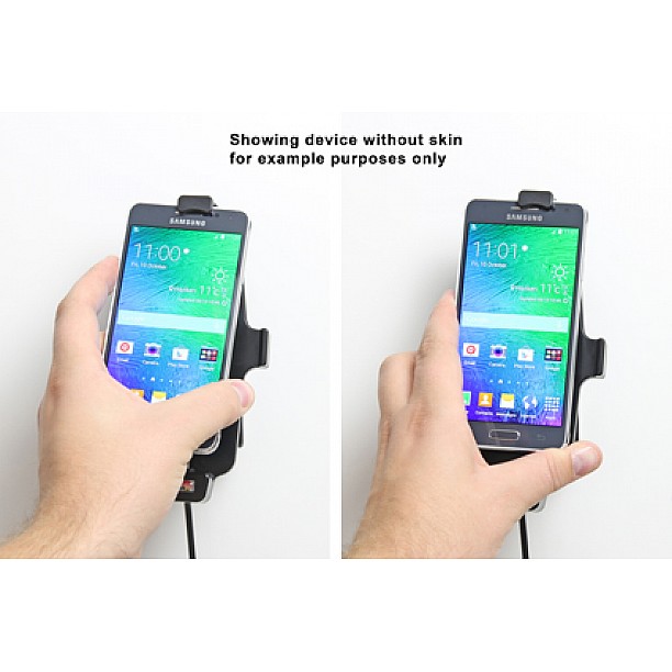 Brodit houder - Samsung Galaxy Alpha Actieve houder met 12/24V lader met skin