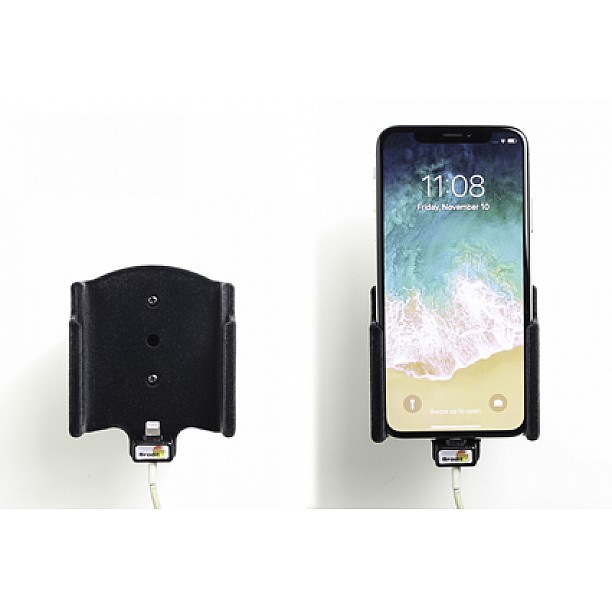 Brodit houder - Apple iPhone X / Xs Passieve houder. Voor originele Apple lightning naar USB kabel (Gestoffeerd)