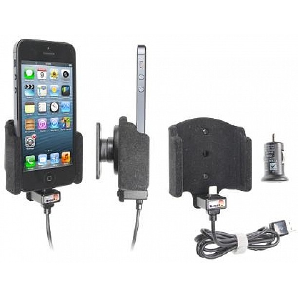 Brodit houder - Apple iPhone 5 / 5S / SE Actieve houder met 12V USB plug (Gestoffeerd)