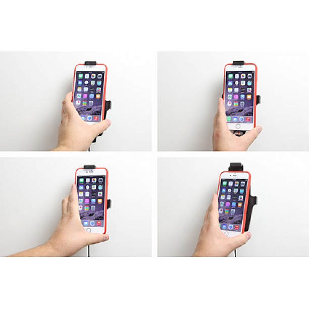 Brodit houder - Apple iPhone 6/6S/6 Plus/7 Plus/8 Plus/Xs Max Actieve houder met 12V USB Plug. (met/zonder hoes)