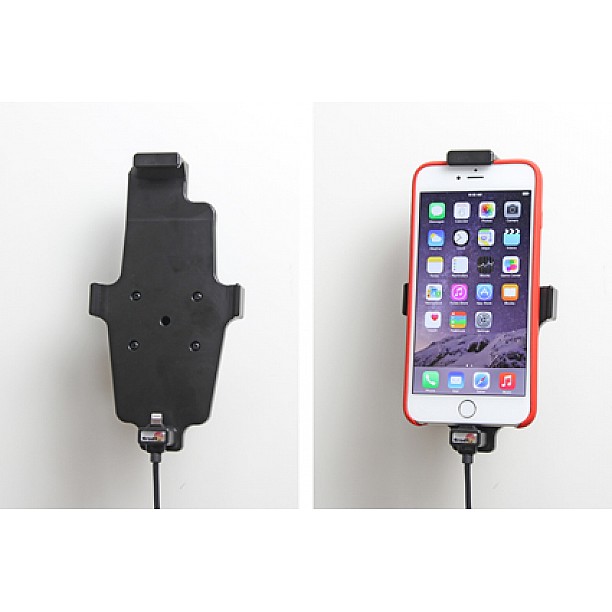 Brodit houder - Apple iPhone 6/6S/6 Plus/7 Plus/8 Plus/Xs Max Actieve houder met 12V USB Plug. (met/zonder hoes)