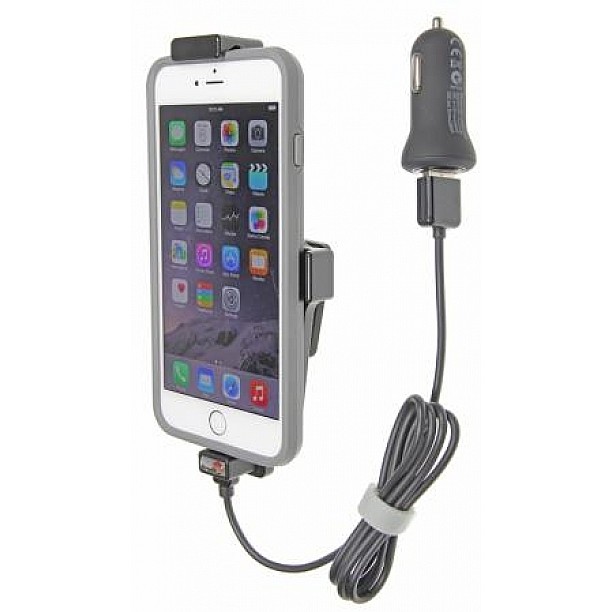 Brodit houder - Apple iPhone 6/6S/6 Plus/7 Plus/8 Plus/Xs Max Actieve houder met 12V USB Plug. (met/zonder hoes)