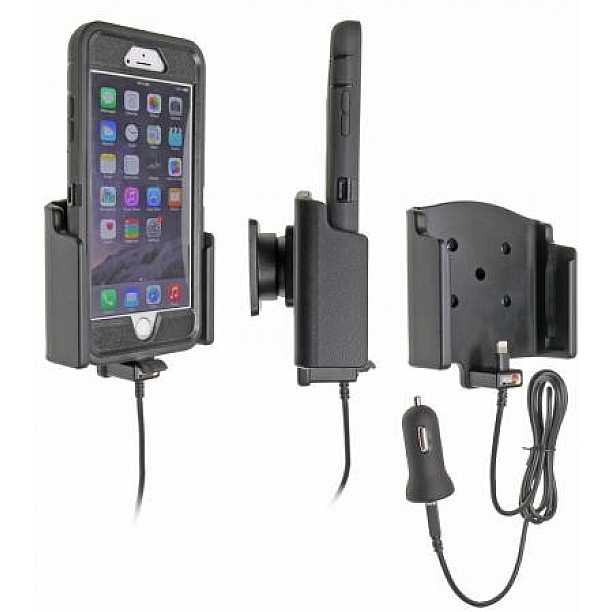 Brodit houder - Apple iPhone 6 Plus Actieve houder met 12V USB plug. Otterbox defender hoes,