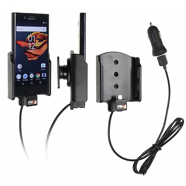 Brodit houder - Sony Xperia X Compact Actieve houder met 12V USB plug Brodit houder - Sony Xperia X Compact Actieve houder met 12V USB plug