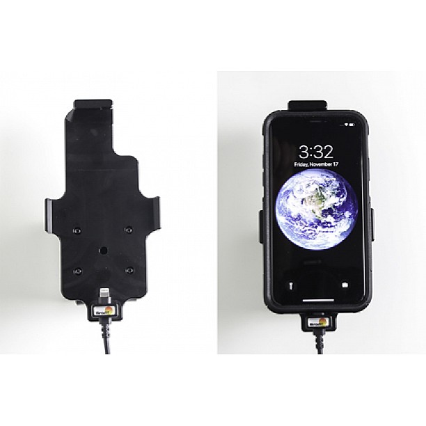 Brodit houder - Apple iPhone X / Xs met of zonder hoes Actieve houder met 12V USB plug Brodit houder - Apple iPhone X / Xs met of zonder hoes Actieve houder met 12V USB plug