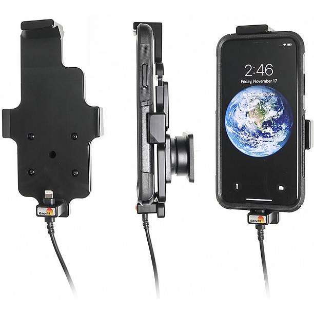 Brodit houder - Apple iPhone X / Xs met of zonder hoes Actieve houder met 12V USB plug Brodit houder - Apple iPhone X / Xs met of zonder hoes Actieve houder met 12V USB plug