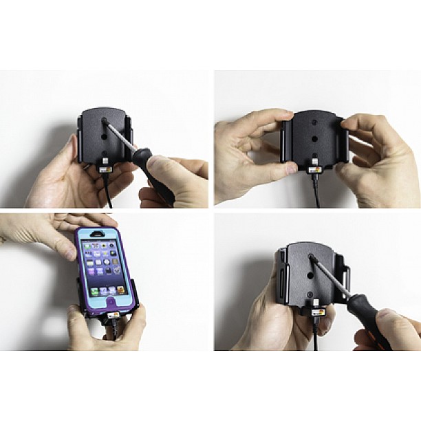 Brodit houder - Apple iPhone 5 / 5C / 5S / SE Actieve verstelbare houder met vaste voeding Brodit houder - Apple iPhone 5 / 5C / 5S / SE Actieve verstelbare houder met vaste voeding