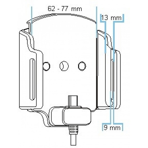 Brodit houder - Universele verstelbare houder met vaste voeding width: 62-77 mm thickness: 9-13 mm