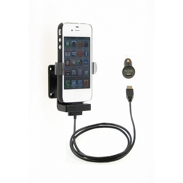 Kram Telecom houder - Apple iPhone 4/4S met cover houder met 12/24V plug Kram Telecom houder - Apple iPhone 4/4S met cover houder met 12/24V plug