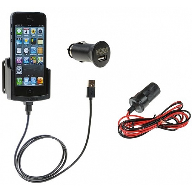 Kram Telecom houder - Apple iPhone 5 / 5S / SE houder vaste voeding met 12/24V plug Kram Telecom houder - Apple iPhone 5 / 5S / SE houder vaste voeding met 12/24V plug