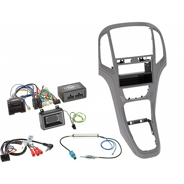 2-DIN Kit met pocket + radio adapter kit Opel Astra 2009-2020 Kleur: Titanium Grijs