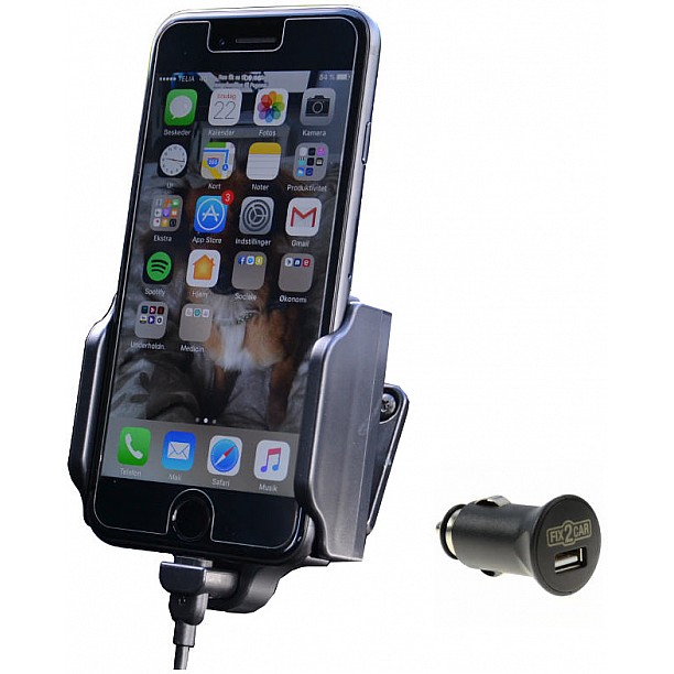 Kram Telecom houder - Apple iPhone verstelbare houder met 12/24V plug