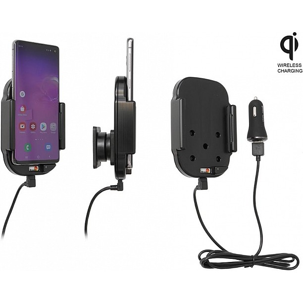 Brodit houder - Samsung Galaxy S10 Qi wireless Actieve houder met 12V USB plug Brodit houder - Samsung Galaxy S10 Qi wireless Actieve houder met 12V USB plug