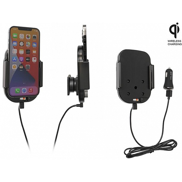 Brodit houder - Apple iPhone 12 Pro Max Qi Wireless  Actieve verstelbare houder met 12V USB plug
