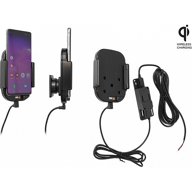 Brodit houder - Samsung Galaxy S10 Qi Wireless Actieve houder met vaste voeding Brodit houder - Samsung Galaxy S10 Qi Wireless Actieve houder met vaste voeding