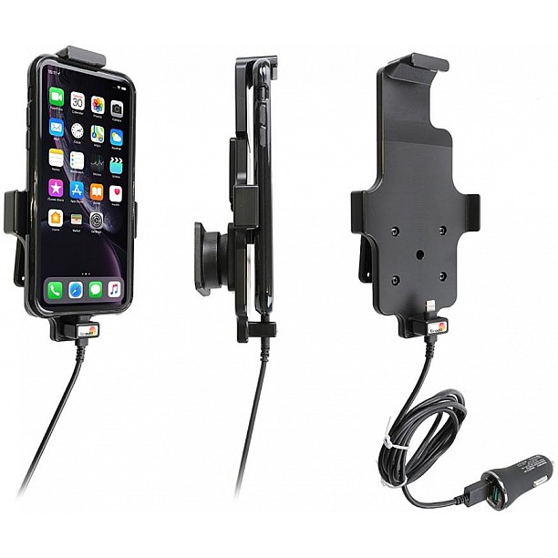 Brodit houder - Apple iPhone XR / 11 met skin Actieve houder met 12V USB plug Brodit houder - Apple iPhone XR / 11 met skin Actieve houder met 12V USB plug