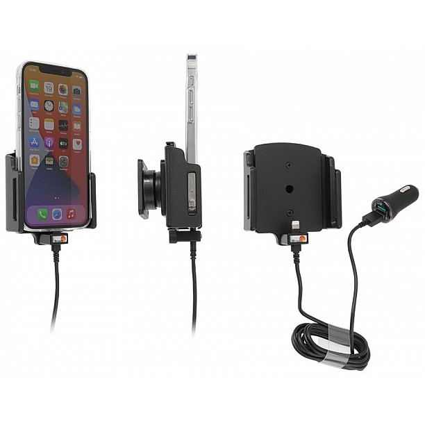 Brodit houder - Apple iPhone 13 / 13 Pro , Actieve verstelbare  houder met 12V USB SIG-Plug 70-83mm