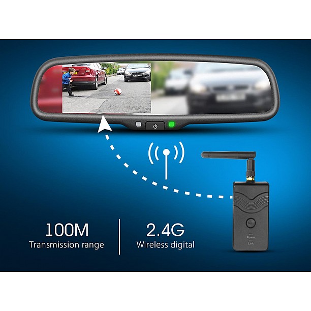 4,3 inch spiegelmonitor incl. 2,4 GHz digitale videozender