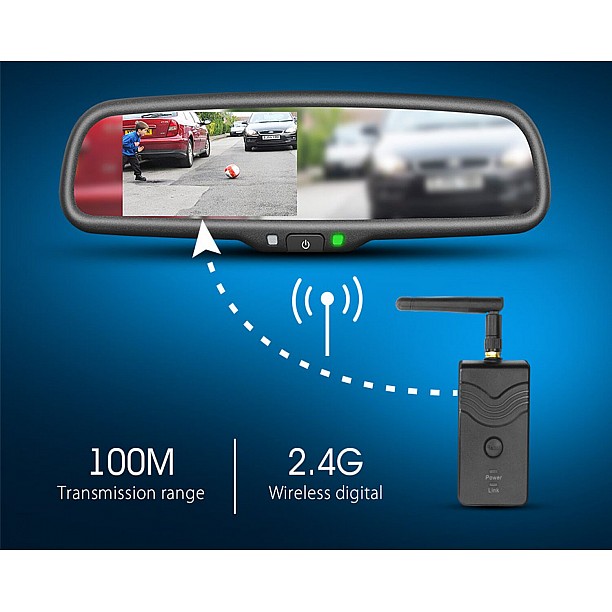 4,3 inch spiegelmonitor incl. 2,4 GHz digitale videozender