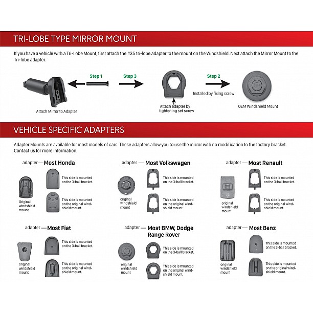 Voertuigspecifieke adapter voor spiegelmonitor universeel