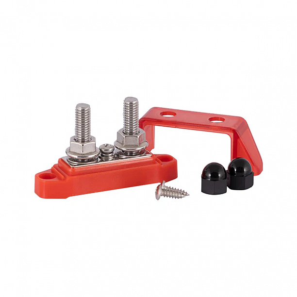 Distribution blok Red, 2xM8 + 1xM4 Distribution blok Red, 2xM8 + 1xM4