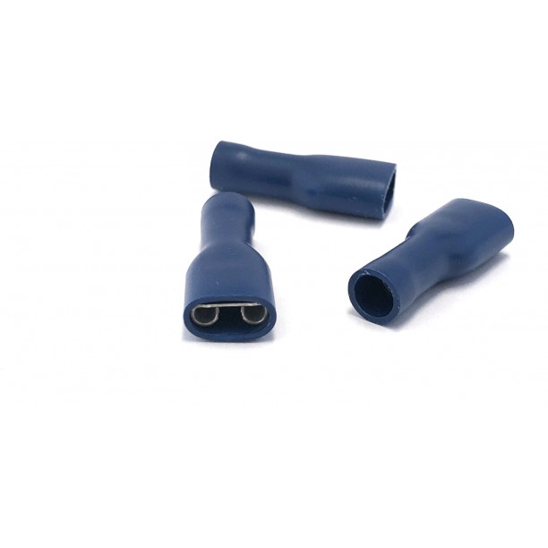Kabelverbinder geïsoleerd Female blauw 6.3 mm / 1.5 - 2.5 mm² / A: 6.3mm - B: 0.8mm (100 stuks) Kabelverbinder geïsoleerd Female blauw 6.3 mm / 1.5 - 2.5 mm² / A: 6.3mm - B: 0.8mm (100 stuks)