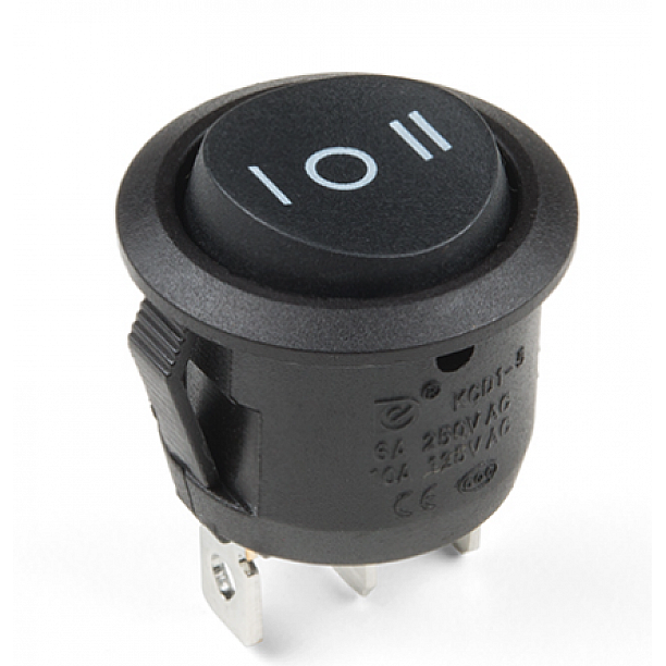 wipschakelaar rond 20 mm aan-uit-aan 12V 10A onverlicht in blister